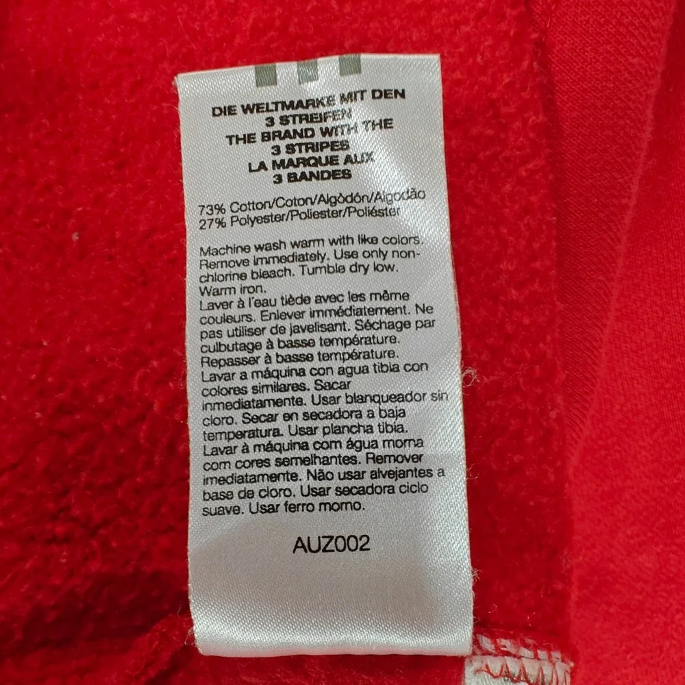 Adidas Mens XL Red Pullover Hoodie Black Embroidered Logo 3-Stripe 459658 AUZ002